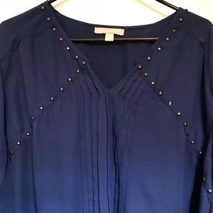 Woman Within 3/4 Sleeve Studded Embellished Shirt